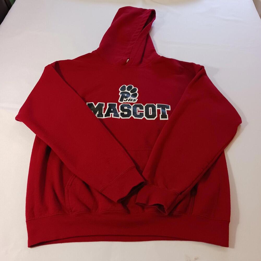 Gildan PJHS MASCOT Men's Red Cotton Blend Pullover Hoodie Sweatshirt Size Medium